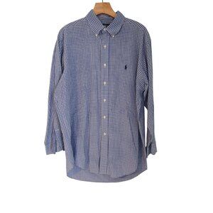 Ralph Lauren Yarmouth Shirt Blue & White Checkered Mens 16-32/33 EUC‎